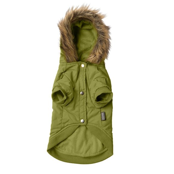 Fuzzyard Dog Green Duffel Coat Jacket Hooded - Picture 2 of 4